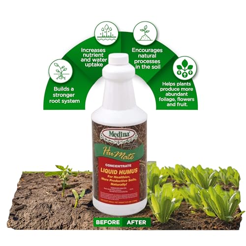 Medina Humate Humic Acid for Plants, 1 Gal, Concentrated Liquid Compost | Humic Acid for Lawn, Enhance Plant Growth, Moisture Retention, Nutrient Absorption, Humates for Soil, Covers 8000 Sq. Ft.