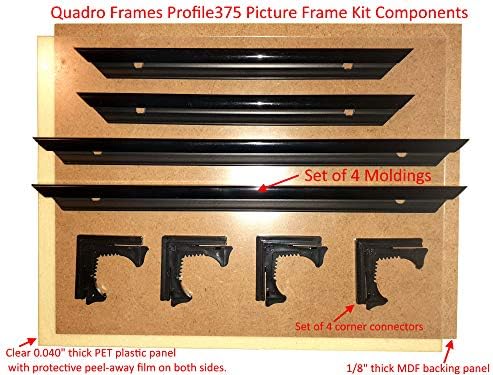 Quadro Frames 11x28 inch Picture Frame, Black, Style P375-3/8 inch Wide Molding