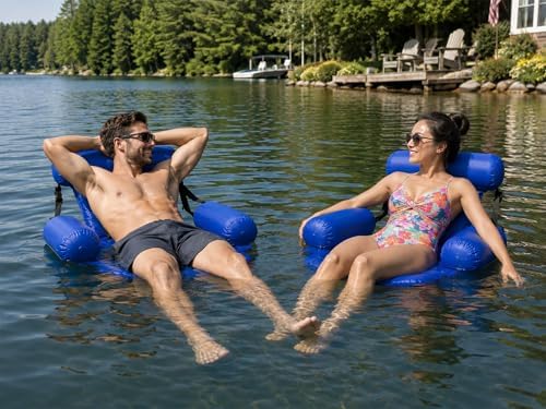 Poolmaster Water Chair Inflatable Swimming Pool Float Lounge, Blue