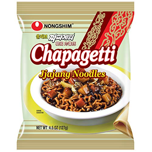 Nongshim Ramen Noodles, Gourmet Instant Ramen, Premium Microwavable Noodle, Chapagetti, 4.5 Ounce (Pack of 4)