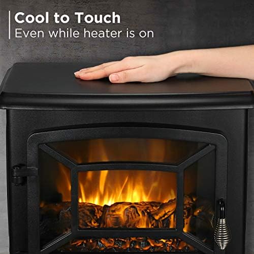 TURBRO Suburbs TS20 Electric Fireplace Heater, Freestanding Fireplace Stove with Realistic Dancing Flame Effect - CSA Certified - Overheating Safety Protection - Easy to Assemble - 20" 1400W Black
