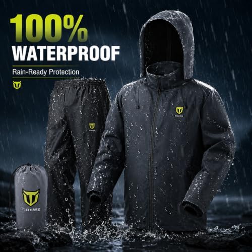 TIDEWE Rain Suit for Men, Waterproof Lightweight 2-Piece Rain Gear