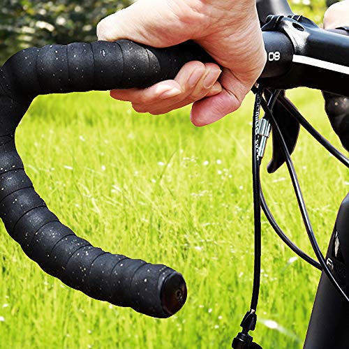 LSSH Bike Handlebar Tapes, Cork Bike Handlebar Tape, Bicycle Bar Tape, Cycling Handle Wraps, EVA Road Bike Handlebar Tape – 2 Rolls (Black)