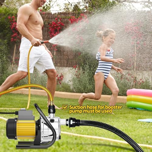 Water Transfer Pump 110V Shallow Well Pump 1.6HP Electric Portable Garden Pressure Booster Pumps for Sprinkler Irrigation Lawn with Adapters, Green