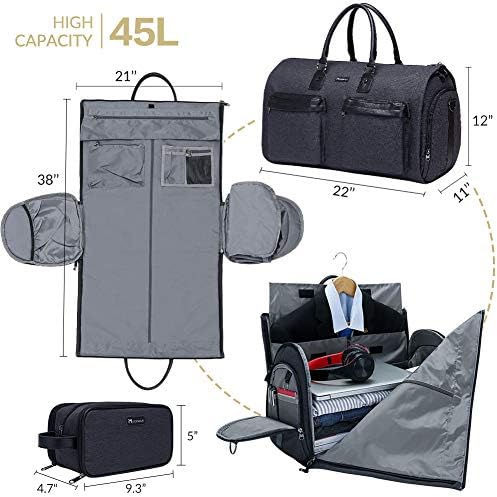 Garment Bags for Travel, 45L Carry on Convertible Garment Duffle bag