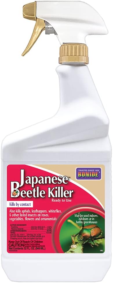 Bonide Japanese Beetle Killer Ready-to-Use Spray, 32 oz | Indoor Outdoor Insecticide, Residential Use, Kills by Contact