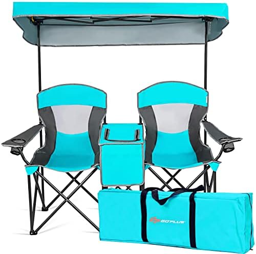 Goplus Double Beach Chair with Canopy Shade
