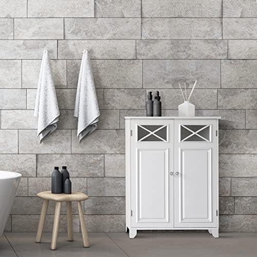 Teamson Home Florence 26 in. x 32 in. 2-Door Freestanding Wooden Floor Cabinet with Adjustable Shelves for Storage Solutions in Bathrooms, Kitchens, Laundry Rooms, Home Offices, White | Freestanding Wooden, Adjustable Shelves, For Bathrooms, Kitchens, La…