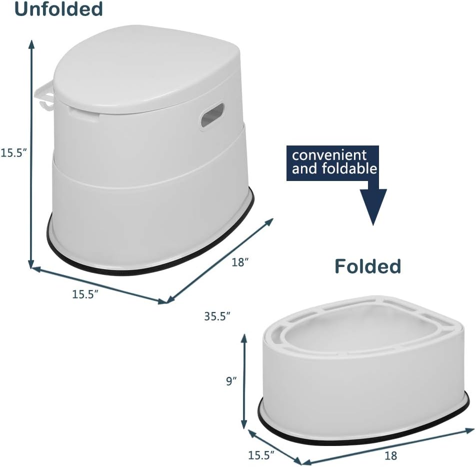 VINGLI Portable Toilet | Indoor Outdoor Commode w/Detachable Inner Bucket & Removable Paper Holder, Lightweight & Compact for Camping, Boat, Van