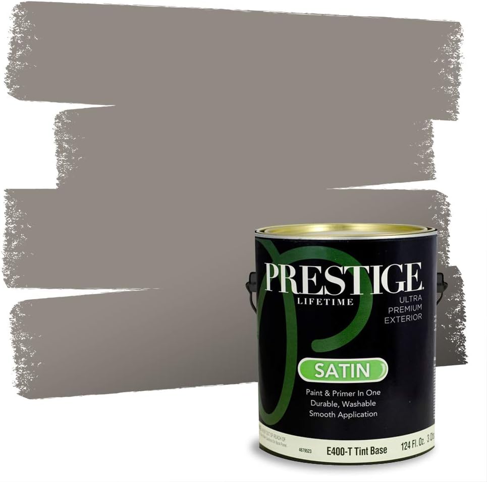 PRESTIGE Paints Exterior Paint and Primer In One, 1-Gallon, Satin, Comparable Match of Sherwin Williams* Black Magic*