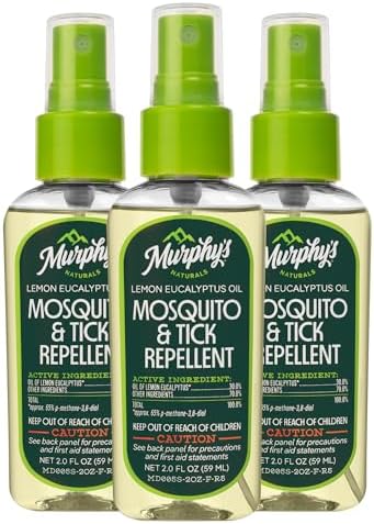 Murphy's Naturals Mosquito & Tick Bug Repellent Spray, 4 fl oz (Pack of 2) | 30% oil of lemon eucalyptus, EPA-registered & DEET-free*; 4 fl oz pump 2-pack protects skin & gear up to 6 hours