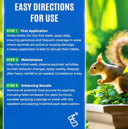Nature's Mace Squirrel Mace Repellent 40 oz Spray | Squirrel and Chipmunk Repellent, Keep Squirrels Out of Your Garden, Attic, Bird Feeders, Fruit Trees, Plants, Potted Plants.