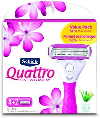 Schick Quattro Womens Ultra Smooth Razor Blade Refills for Women Value Pack, 6 Count (Pack of 1)