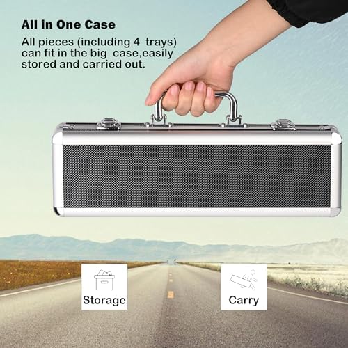 Doublefan Rummy Cube 4 Player Edition, 106 Rummy Cube Game Set with with 4 Plastic Racks in Portable Aluminum Case