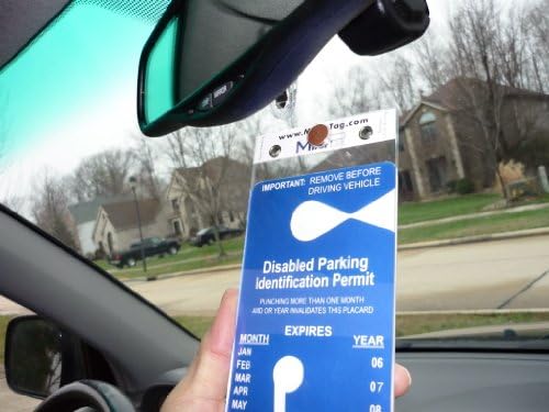 MirorTag Gold Plus by JL Safety -holds NC & NJ handicap long parking placard. Easily Display & Put Away parking Tag. Hard plastic. Magnetically