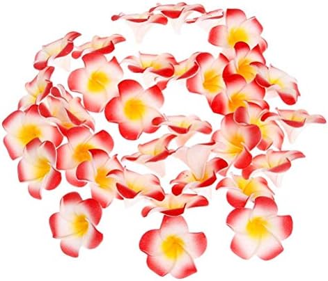 Pursuestar 100Pcs White Foam Hawaiian Frangipani Artificial Plumeria Flower Petals Cap Hair Hat Wreath Floral DIY Home Wedding Decoration 5cm