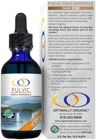 Optimally Organic Water Extracted Fulvic Ionic Minerals X350 - Patented BioActive Fulvic Acid, Humic Acid, Trace Minerals