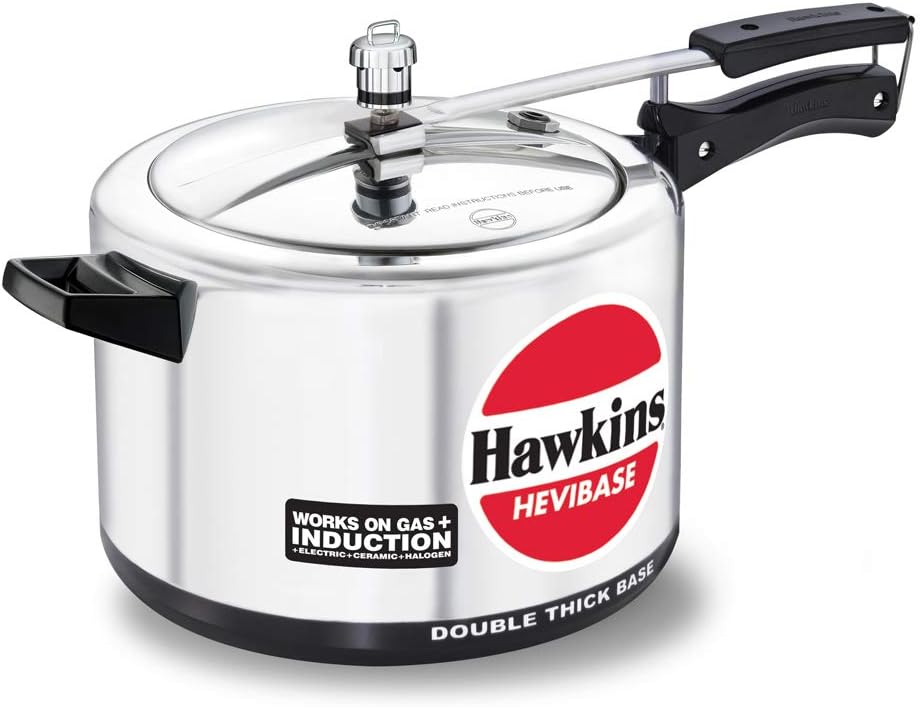 Hawkins Aluminium 5 Litre Hevibase Pressure Cooker, Induction Inner Lid Cooker, Silver (Ih50)