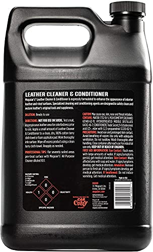 Meguiar’s Professional Leather Cleaner & Conditioner D18001 - 1 Gallon Leather Cleaner & Conditioner Specifically Formulated for Automotive