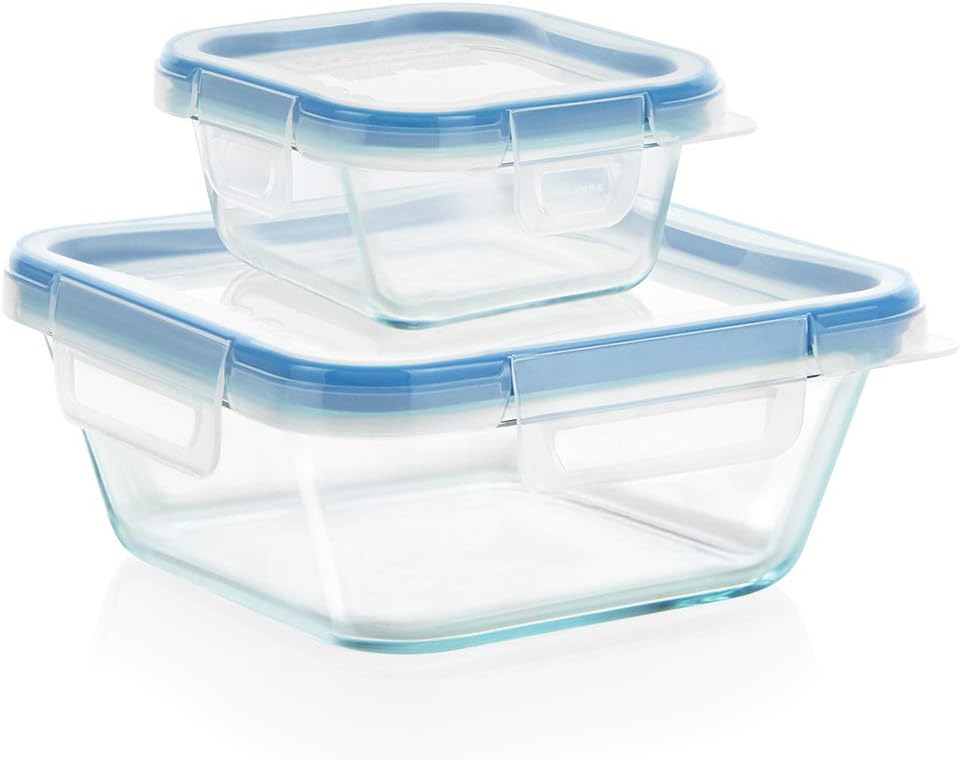 Snapware Glass Total Solutions (12-Pack) Food Storage Containers Set | Airtight & leakproof plastic locking BPA-free lids, freezer, dishwasher, microwave safe