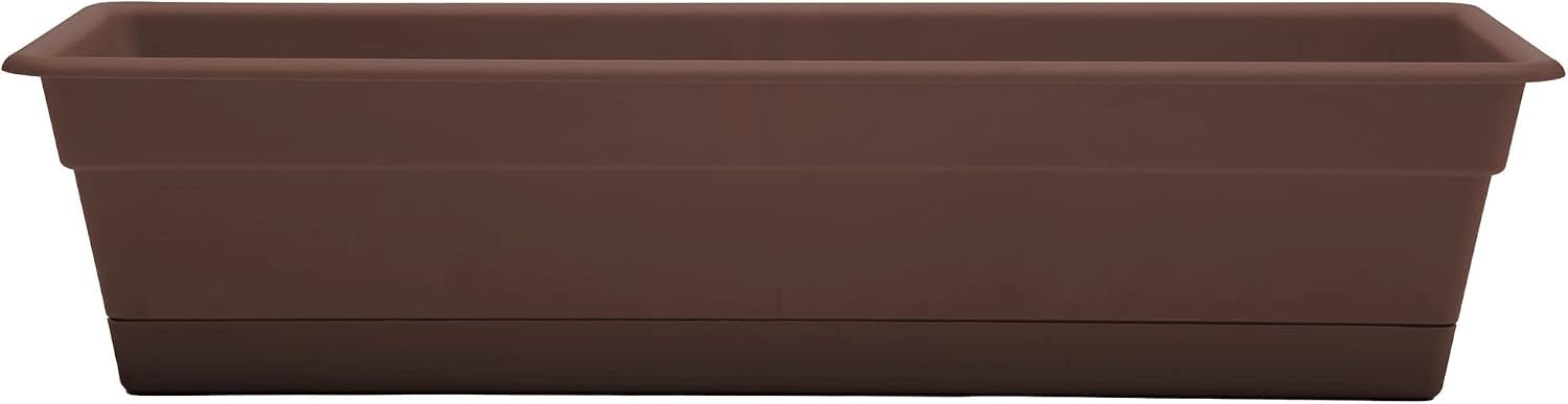 Bloem Dura Cotta Window Box Planter: 24" - Terra Cotta - with Tray, Weatherproof Resin Box, Removable Tray for Indoor & Outdoor Use, Gardening, 3 Gallon Capacity