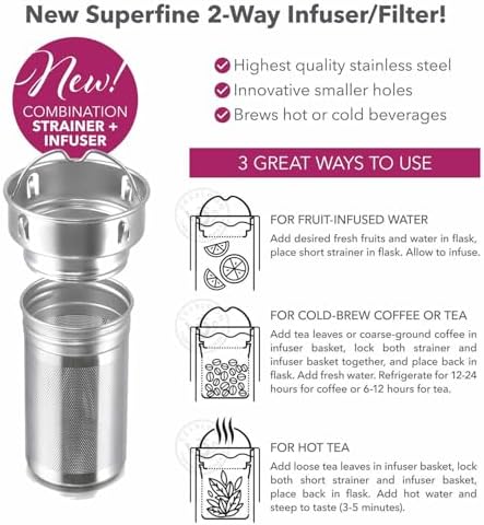 Teabloom - The ORIGINAL All-Brew Travel Tumbler & Thermos | OPRAH’s Favorite | 16oz/480ml Stainless Steel Insulated Water Bottle/Tea Flask/Cold Brew Coffee Mug