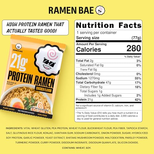 Ramen Bae Original Stir Fry Protein Noodles - 28g Protein, Garlic Soy | Air Dried Not Fried, Plant Based, Vegan Protein Noodles - Lower Carb & Fat - Savory & Bold with Hint of Spice (Pack of 6)