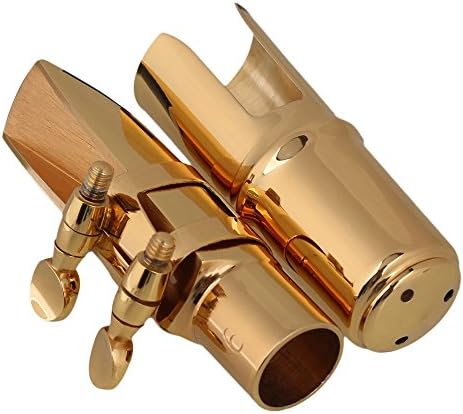 Yibuy #6 Golden Brass B-flat Soprano Saxophone Mouthpiece with Ligature Reed