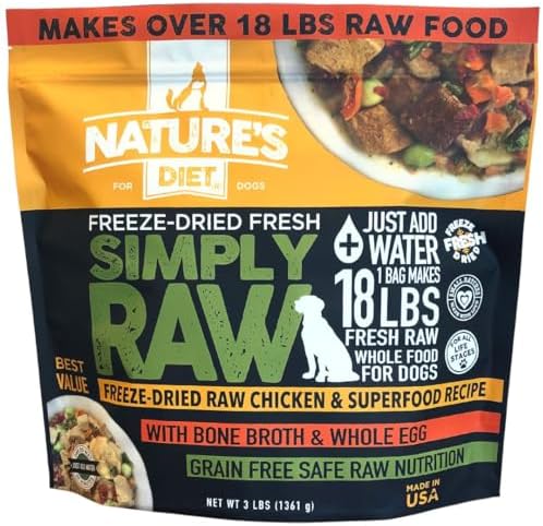 Nature's Diet Simply Raw Freeze-Dried Whole Food Meal - Makes 18 Lbs Fresh Food with Muscle, Organ, Bone Broth, Whole Egg, Superfoods