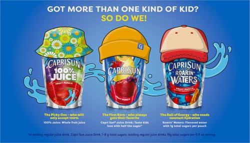 Capri Sun 100% Juice from Concentrate, 10 Pouches Apple Juice, 6 fl oz | for School Lunches and On-the-Go Hydration, All Natural Ingredients, No Artificial Colors, Flavors Or Preservatives