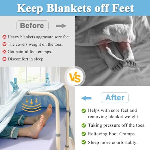 Blanket Lifter Foot Cradle Lift Bar for Feet Adjustable Blanket Support Lifters Holder Bed Foot Tent Blankets Riser Sheet Raiser Heavy Duty Steel
