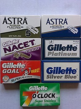 Double Edge Razor Blade Sampler – 35 Stainless Steel DE Safety Razor Blades – Variety Pack