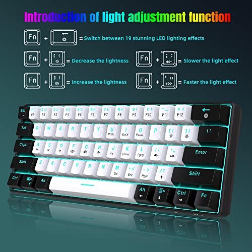 Snpurdiri 60% Mechanical Gaming Keyboard (Black-White