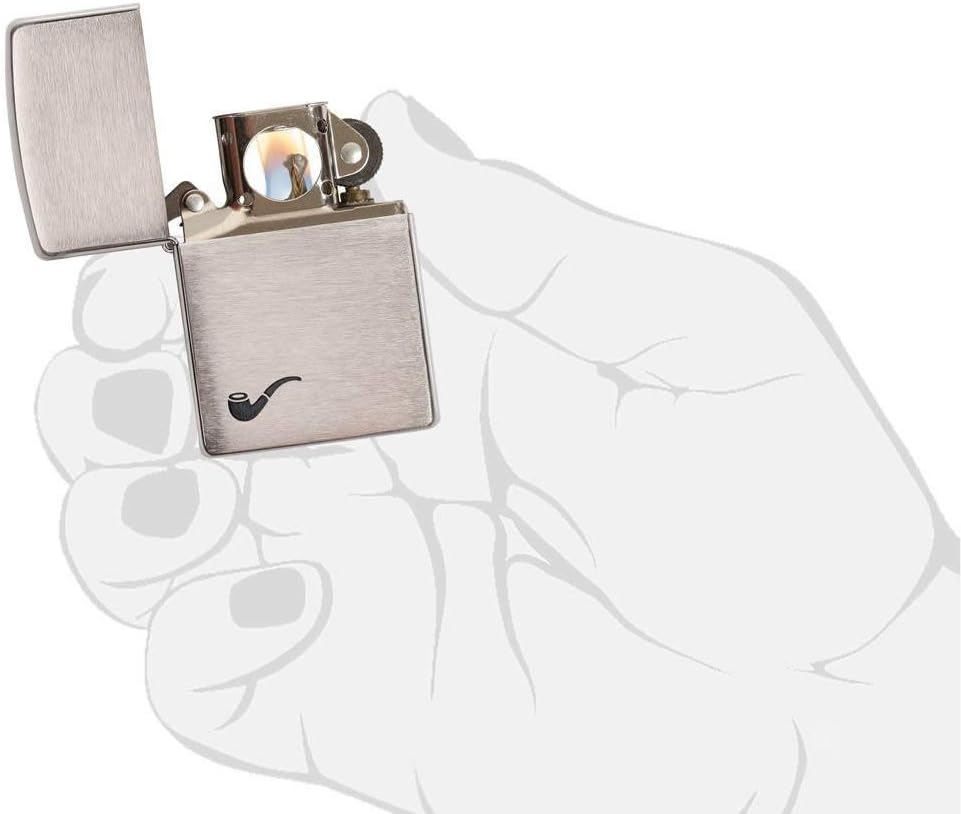 Zippo Unisex-Adult Pipe Lighter, Brushed Chrome Black Pipe, One Size | Ideal gift for Birthdays, Father's Day, Christmas, Valentine's Day, Weddings