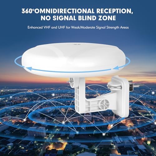 1byone Outdoor TV Antenna, 360°Omni-Directional Reception, 100+ Miles Range