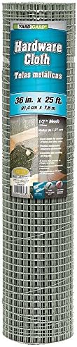 YARDGARD 1/2 Inch Mesh Welded Wire Fence, Hardware Cloth, 19 Gauge Galvanized Steel For Garden Protection, Cage Fencing, Chicken and Rabbit Barriers, and Crafts, 36 Inches x 5 Feet