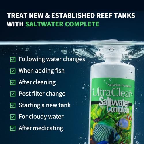Saltwater Complete – Live Nitrifying Bacteria Blend for Saltwater & Reef Aquariums - Instant Cycle Marine Tank Starter - Removes Ammonia Nitrite - Clarifier - Safe for Fish Coral Invertebrates - 1Gal