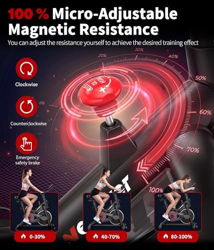 Wenoker Exercise Bike for Home, Magnetic Stationary Bike with App Sync, Indoor Cycling Bike with Adjustable Seat & Handlebar, Quiet Belt Drive, LCD Monitor, Tablet Holder & Transport Wheels for Cardio Workout