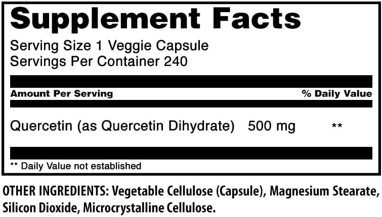 Amazing Formulas Quercetin 500mg 120 Veggie Capsules Supplement - Non-GMO - Gluten Free - Supports Overall Health & Well Being