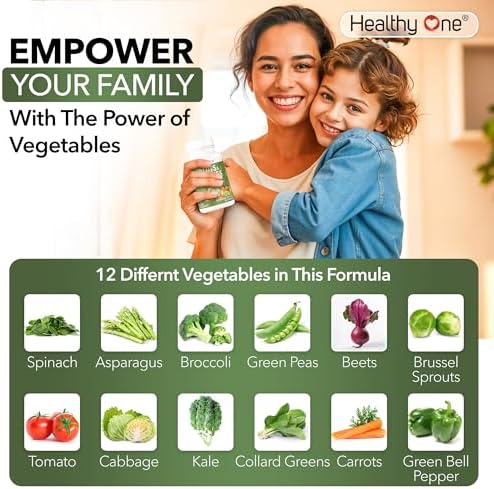 Healthy Fruits & Veggies, 27-in-1 Formula, GLP1 Support, Superfoods - 150ct | Immun & GLP1 Support, 1 Serving = 3 Servings Fruits & Vegetables, Energy & Focus, High Fiber, Antioxidants, Kid Safe