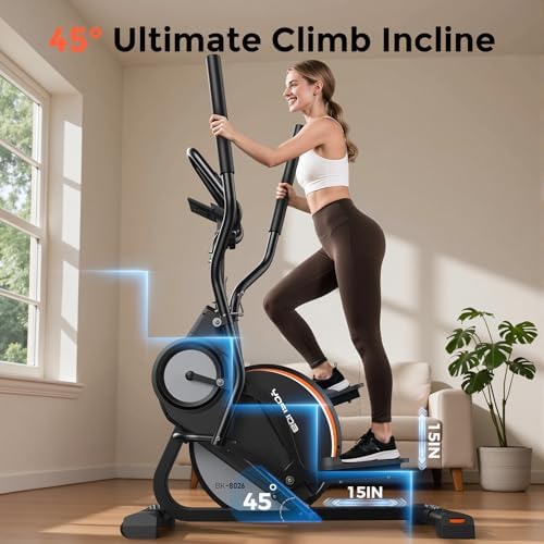 YOSUDA Elliptical Exercise Machine, Compact Elliptical with 45° Incline | 3-in-1 (Elliptical + Cardio Climber + Stair Stepper) Elliptical