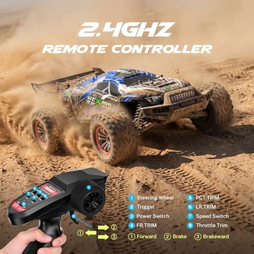 Hosim Mini 1:8 45+ MPH Fast Brushless RC Cars for Adults with 3S Battery | All Terrain Adult RC Trucks, 3650 Brushless Motor (2800KV) 60A ESC