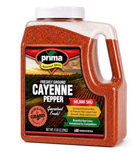 Prima Spice Cayenne Pepper Powder 5 LBS Bulk Kitchen Jug | 60, 000 SHU (Extra Hot) | All Natural