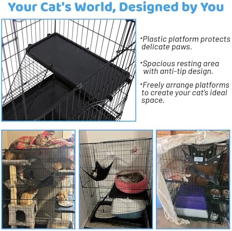 Homey Pet 51 Inch Cat Cages Indoor w/Side Door, Paw-Safe Plastic Platform