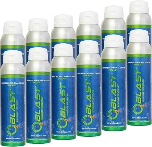 O2 Blast - 4L Portable Oxygen Can with Flip-Top Cap, Compact Design, 6-Pack