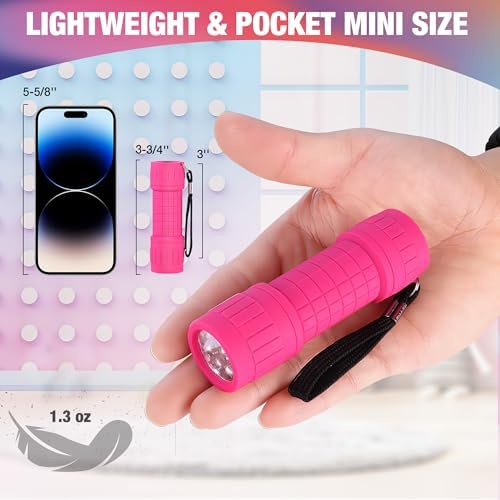 EverBrite Mini Flashlights 6-Pack Mix Colors, Batteries Included | Small, Lightweight, 18 AAA Batteries, 6-Color Set, 9-LED, Wrist Lanyards, for Home, Camping & Emergency use, Holiday Gifts