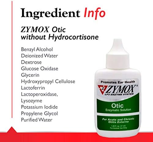 PKB Animal Health Zymox Otic Enzymatic Solution for Dogs and Cats to Soothe Ear Infections Without Hydrocortisone for Itch Relief, 1.25oz