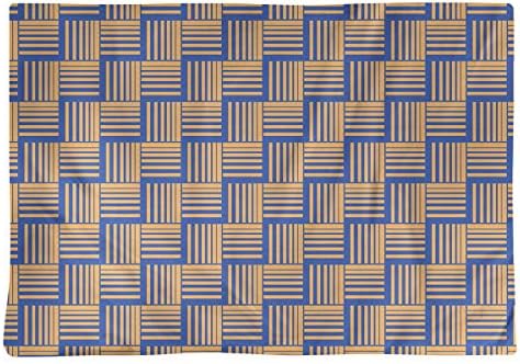 Dana Strider Color Contrast Basketweave Stripes Table Placemat, 18 x 14, Blue & Orange