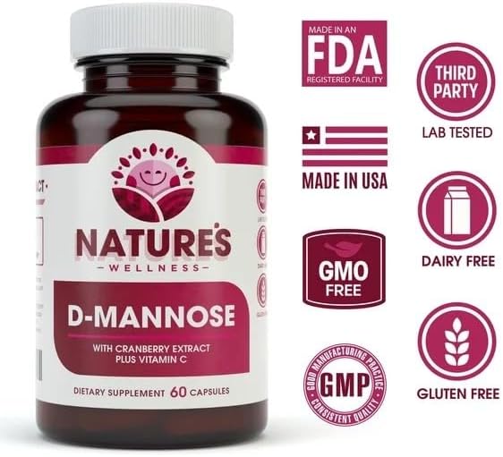 D MANNOSE with Cranberry Extract & Vitamin C - Urinary Tract UT Cleanse & Bladder Health - Protects Against Urinary Tract Infections UTI - Natural