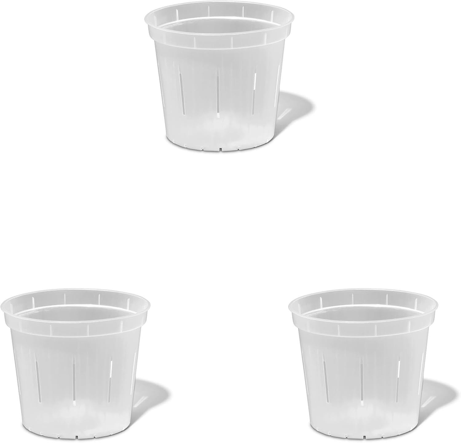 Orchid Pot - 6 inch Slotted Clear Orchid Pots - 3 Pack (Crystal Clear)
